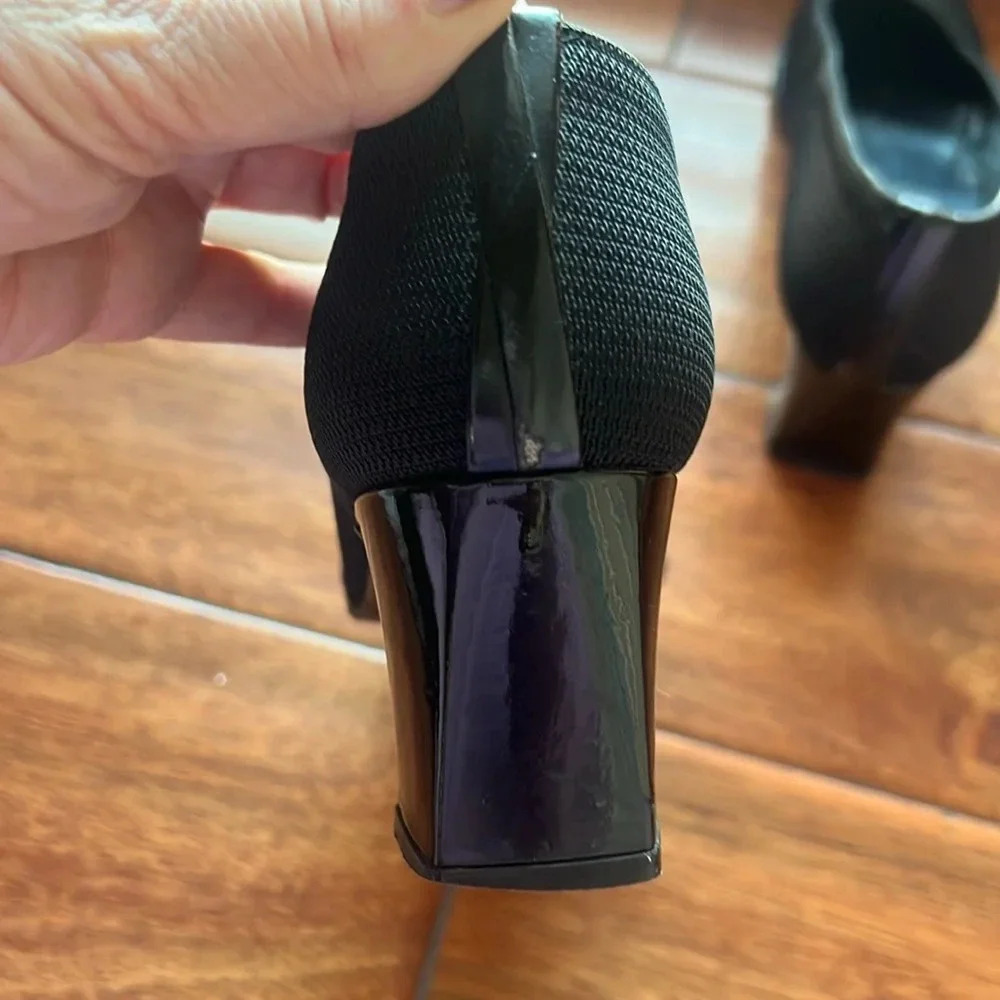Vintage Stuart Weitzman Black Sq Toe Block Heel Pump Size 7 - Picture 4 of 15
